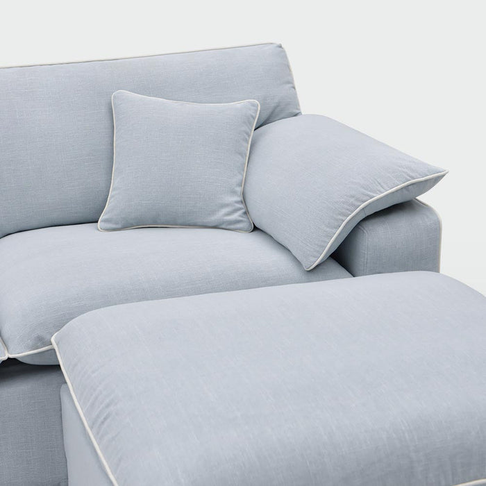 Norfolk 5 Seater Modular with Chaise (Reversible) Beach w/White piping