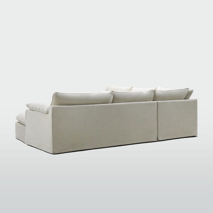 Norfolk 5 Seater Modular with Chaise (Reversible) Beige with W/ White Piping