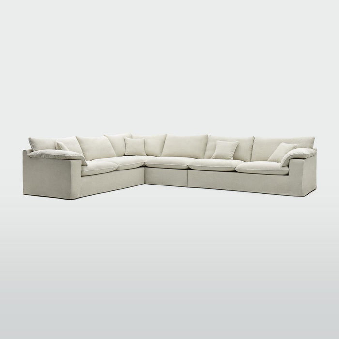 Norfolk 6 Seater Modular Beige with W/ White Piping