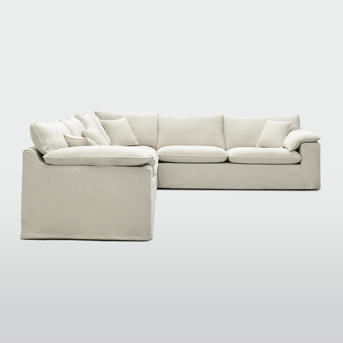 Norfolk 6 Seater Modular Beige with W/ White Piping