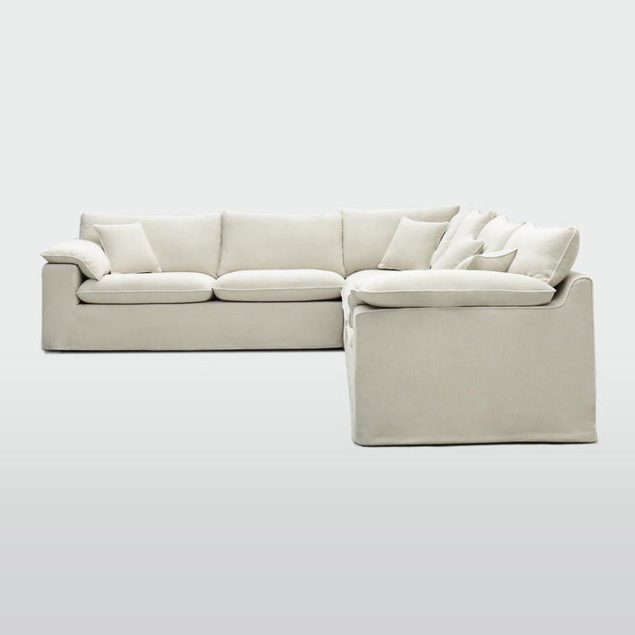Norfolk 6 Seater Modular Beige with W/ White Piping