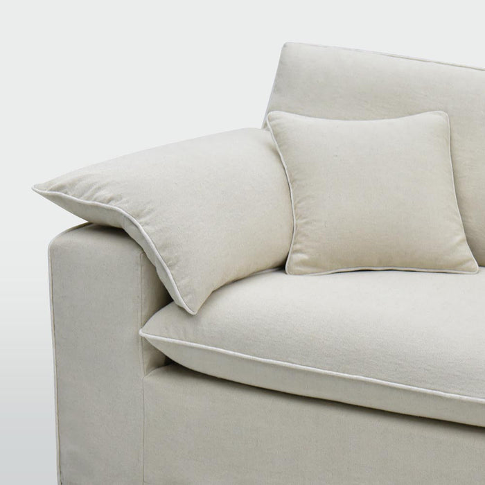 Norfolk 6 Seater Modular Beige with W/ White Piping