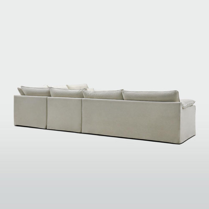 Norfolk 6 Seater Modular Beige with W/ White Piping