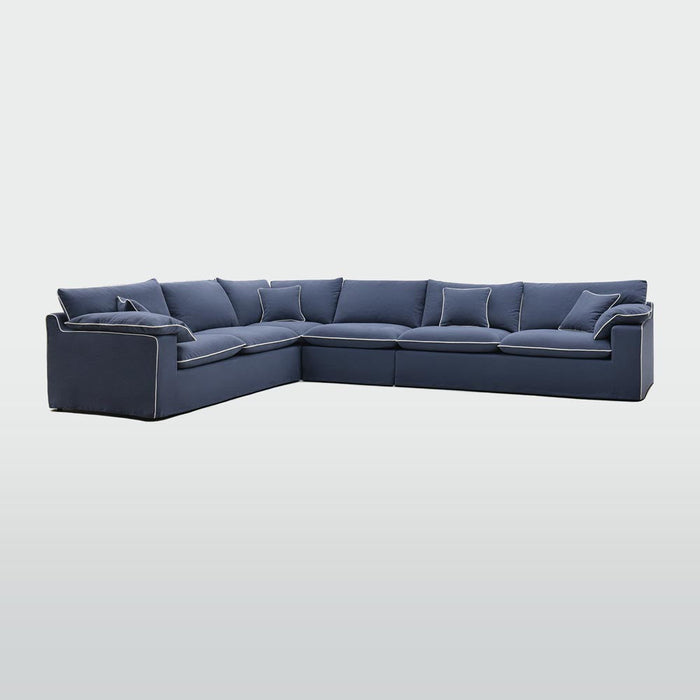 Norfolk 6 Seater Modular Navy w/White piping