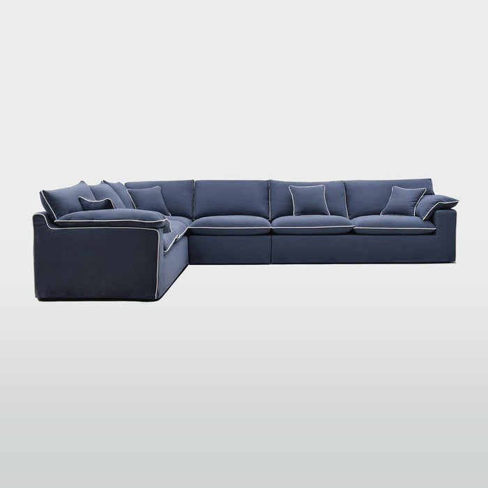 Norfolk 6 Seater Modular Navy w/White piping