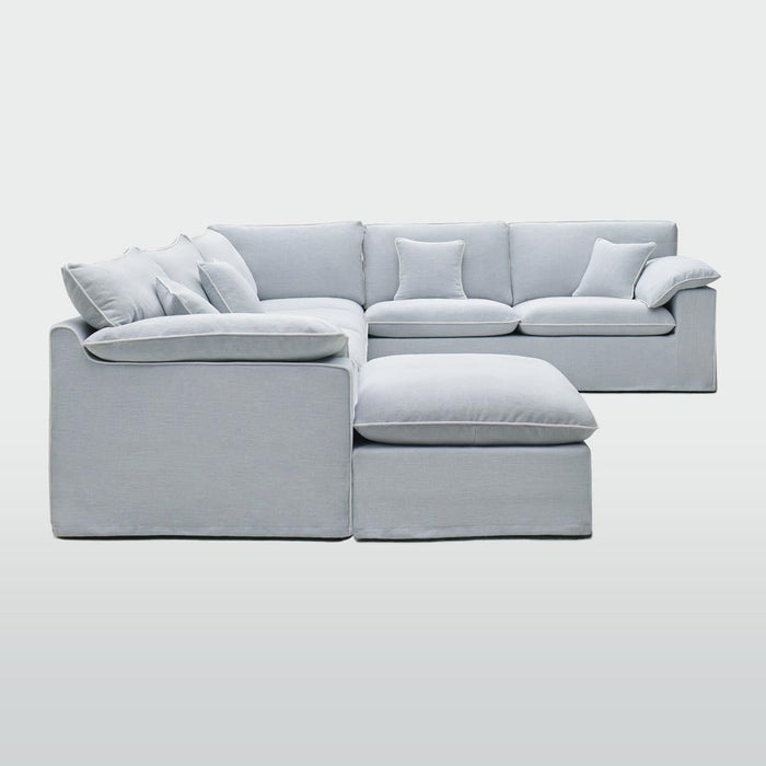 Norfolk 6 Seater Modular with Chaise (Reversible) Beach w/White piping