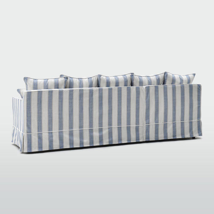 Noosa 3 Seater Left Chaise Sofa Blue Sky Stripe