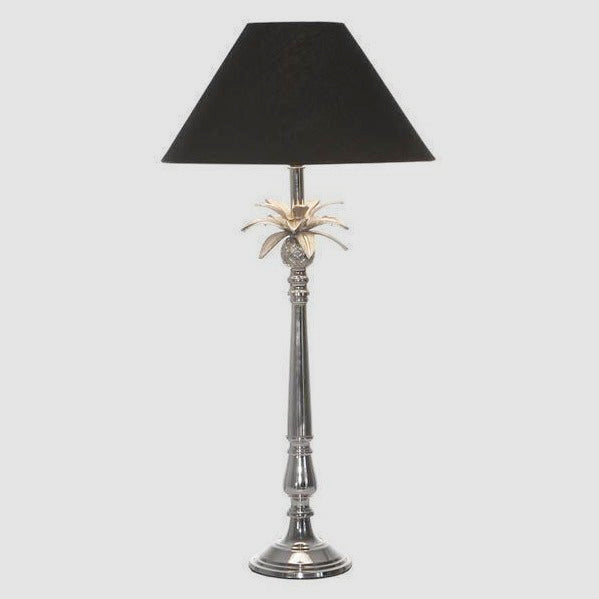 Nickel Pineapple Leaf Lamp W/Black Shade