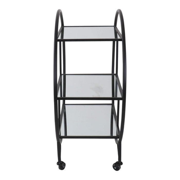 Black Bar Cart W/ Mirror Shelf