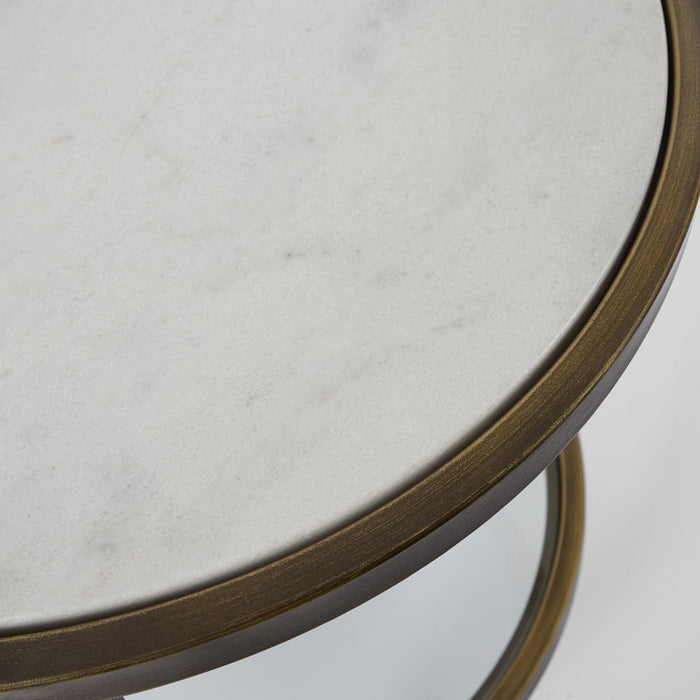 Palladium Brass Iron Marble & Glass Side Table