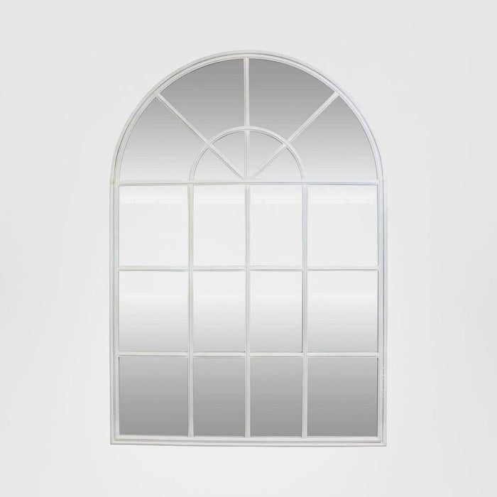 Iron Arch Mirror With Panes White