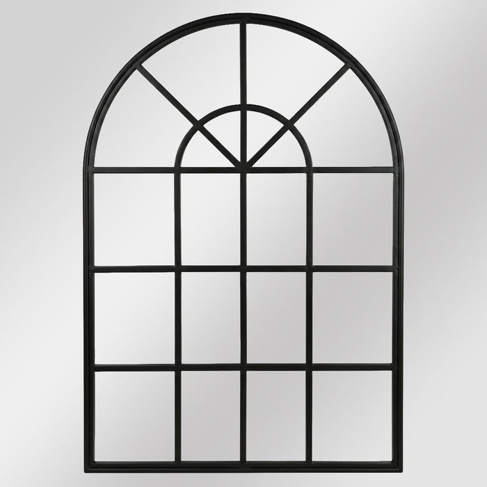 Iron Arch Mirror With Panes Antique Black