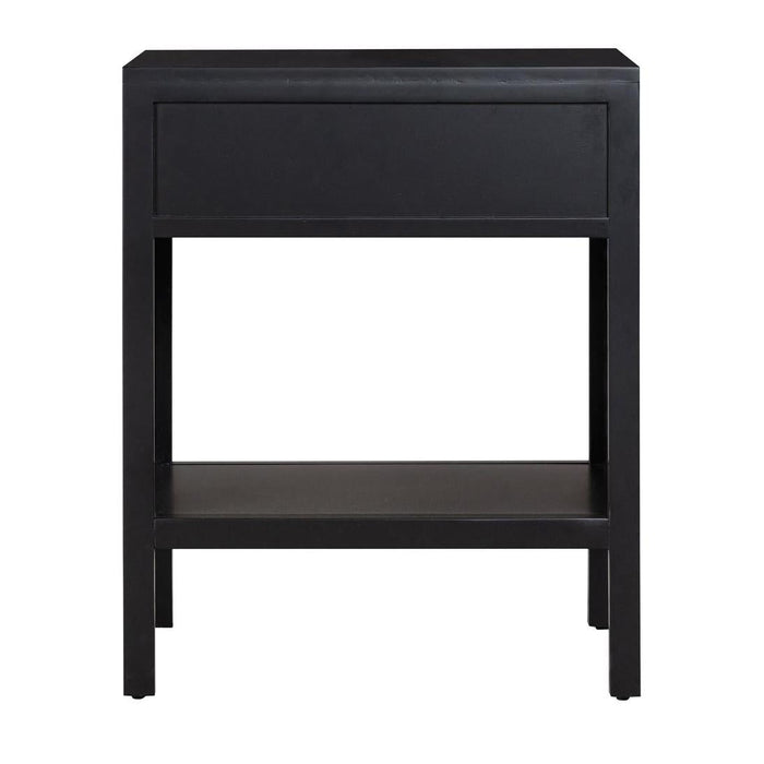Santorini Hamptons Timber/Rattan Bedside Table Black