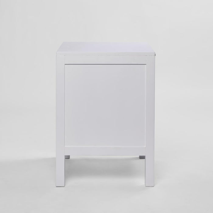 Santorini Hamptons Timber/Rattan Bedside Table White