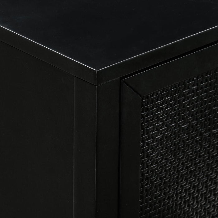 Santorini Hamptons 3 Drawer Timber/Rattan Dresser 100cm Black