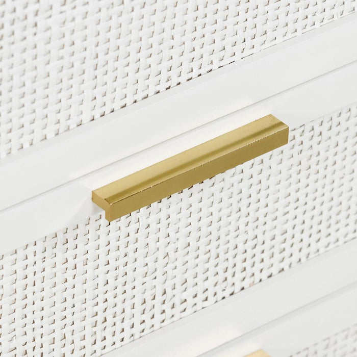Santorini Hamptons 3 Drawer Timber/Rattan Dresser 100cm White