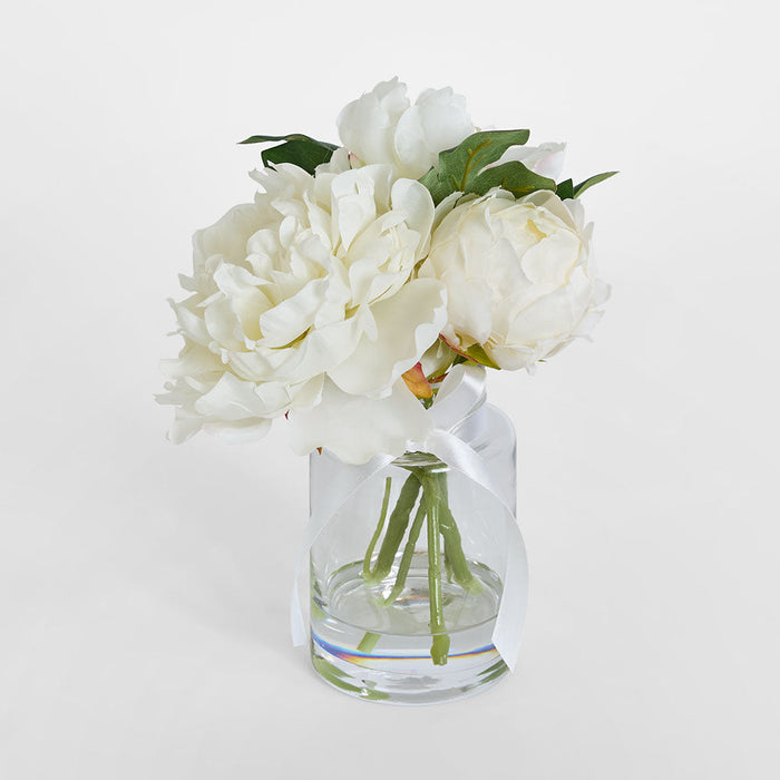 Peony Arrangement in Vase 23cm White