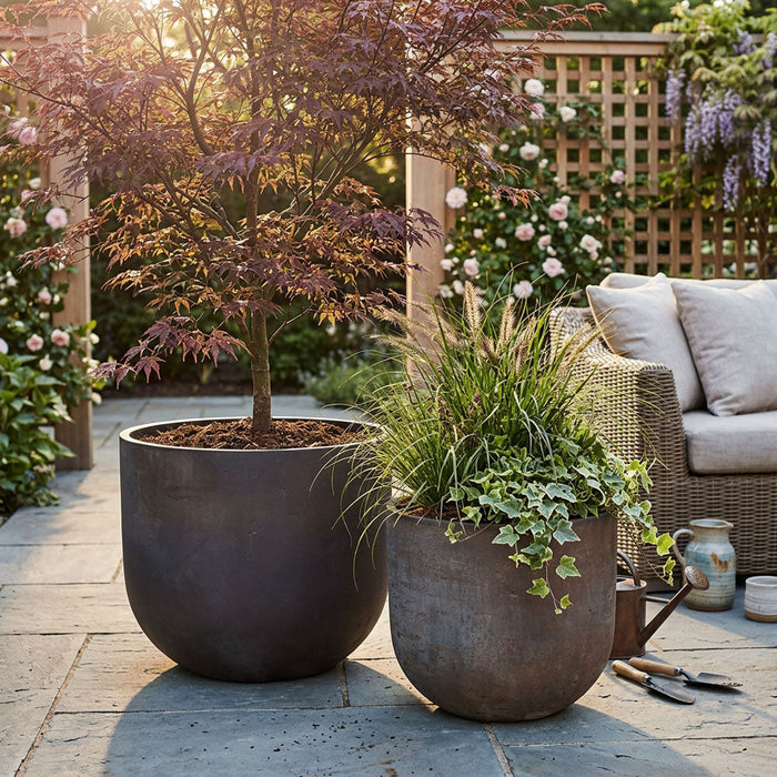 Oyster Lava Planter Small Brown