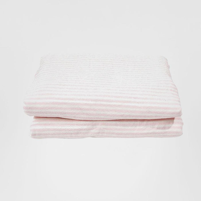 Ticking Sherpa Throw Quilt Pink