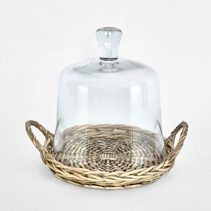 Willow Plate With Glass Cloche