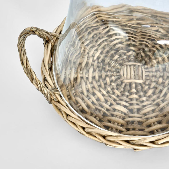 Willow Plate With Glass Cloche