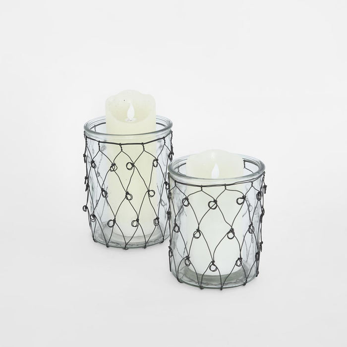 Wire Covered Candle Holder