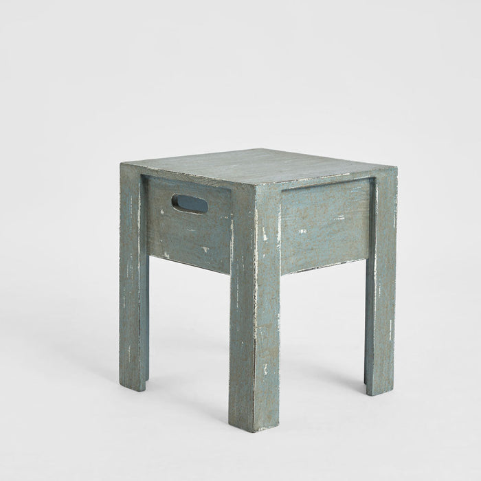 Arles Wooden Stool Light Blue