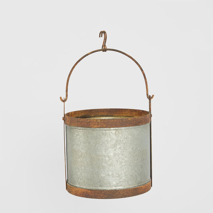 Set of 3 Bucket Planters Zinc