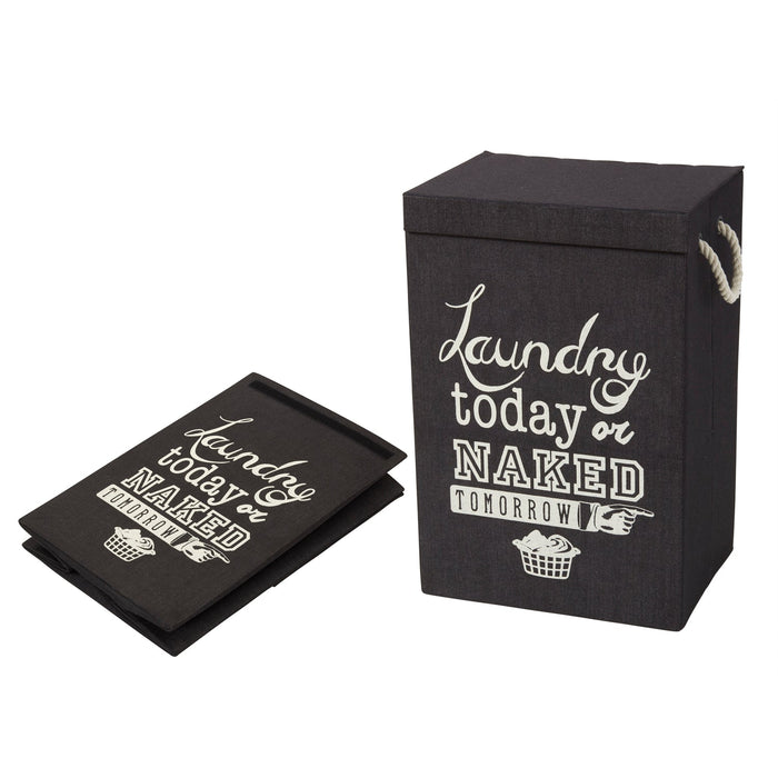 NSIMG-SHA256:678e300b7871438c887cccedc6f15c2862eabbbe95b83e584f962500b6aeca99 · Isalbi Emporium Naked Tomorrow Laundry Hamper Black & White