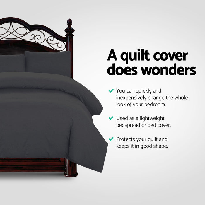 Giselle Bedding Quilt Cover Set Classic Black King