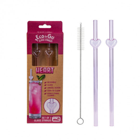 Eco-To-Go Heart Glass Straw