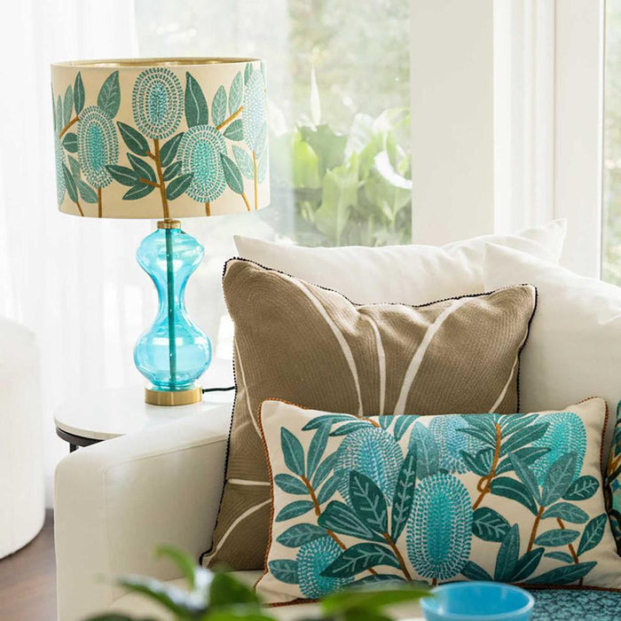 Banksia Embroidered 40 x 60 Cushion Turquoise Multi