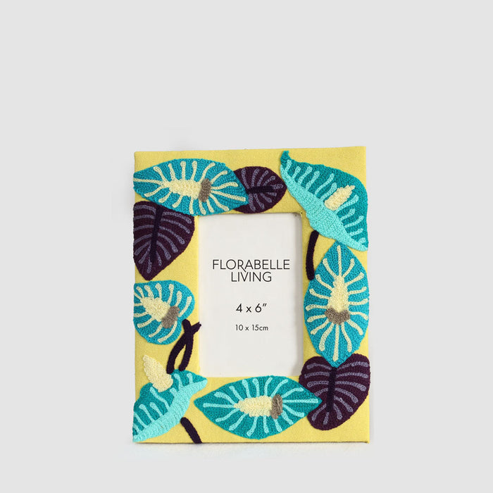 Peace Lily 4 x 6 Embroidered Photoframe Yellow