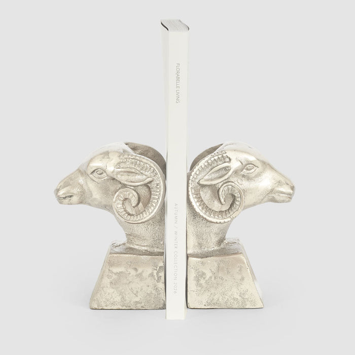 Ram Head Bookend Pewter