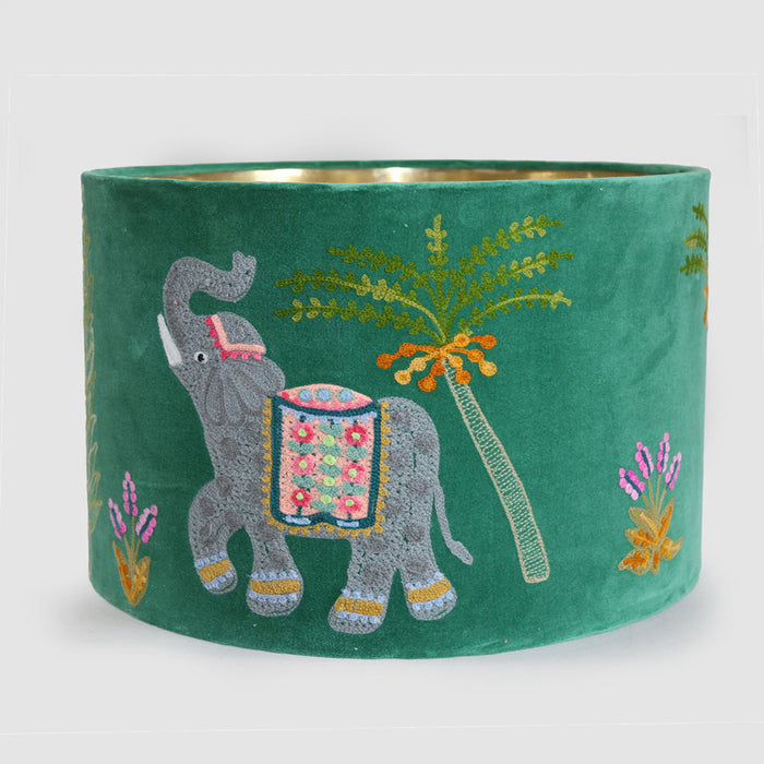 Elephants 40cm Drum Shade Green