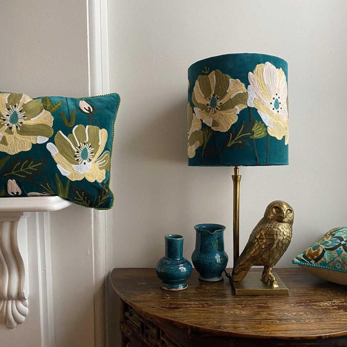 Wildflower Velvet Drum Shade Teal Multi