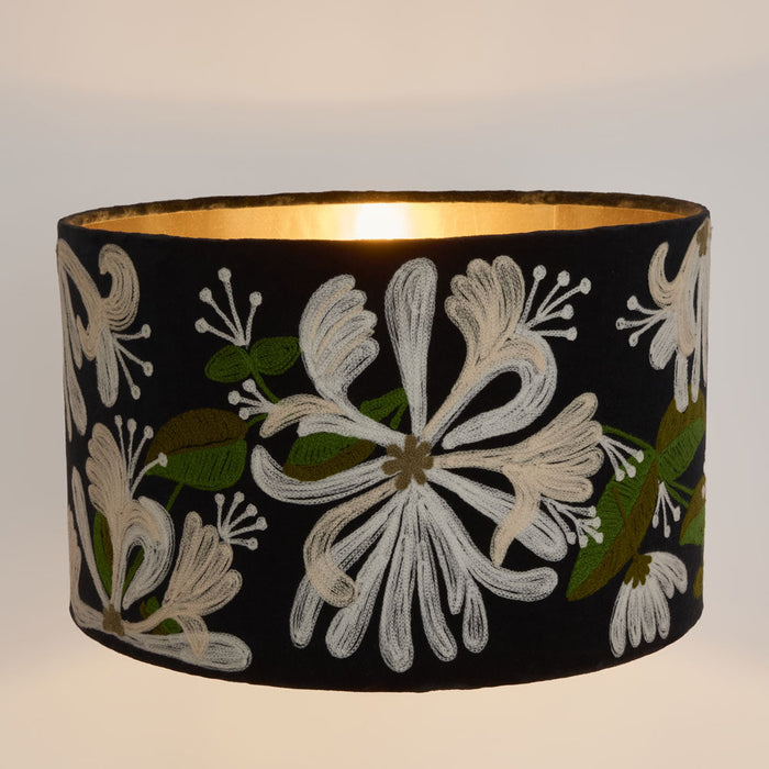 Honeysuckly Velvet Drum Shade Navy Multi