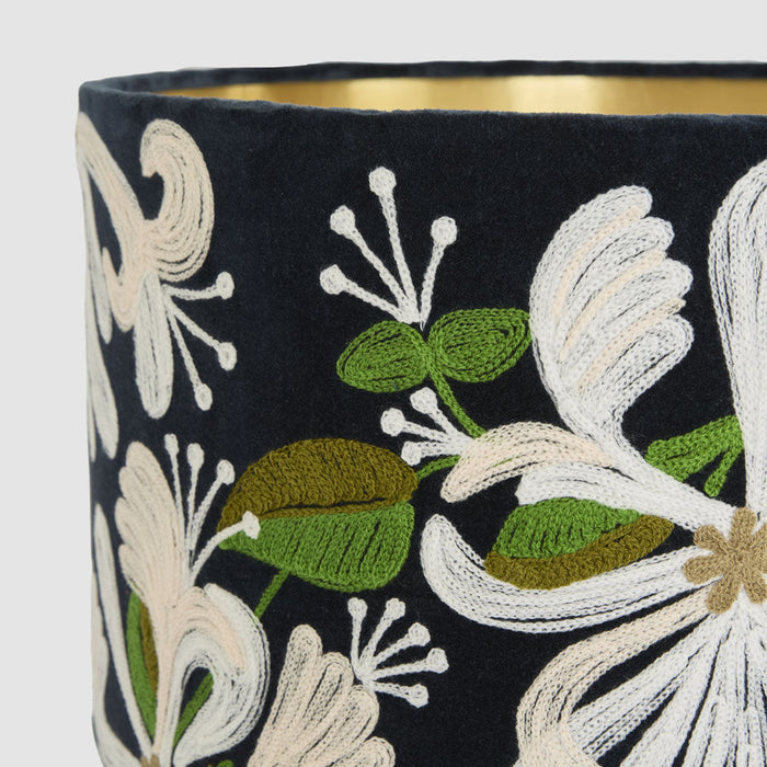 Honeysuckly Velvet Drum Shade Navy Multi
