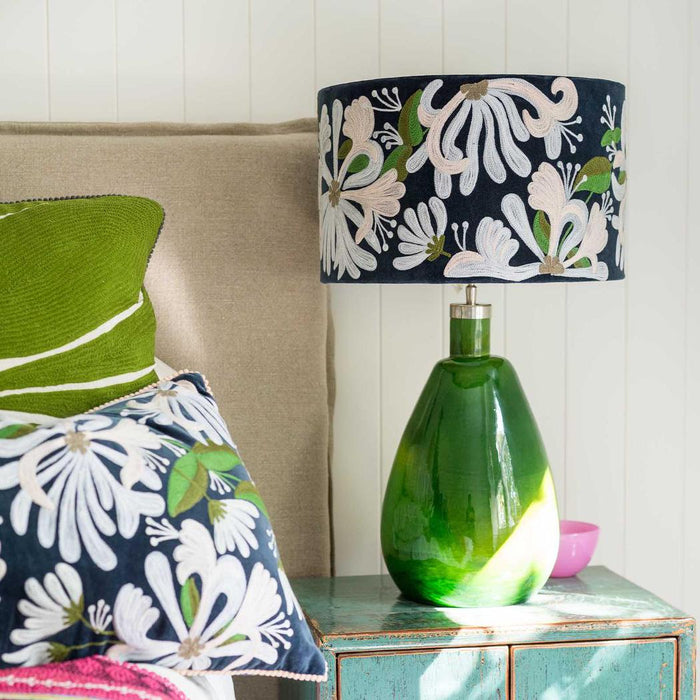 Honeysuckly Velvet Drum Shade Navy Multi