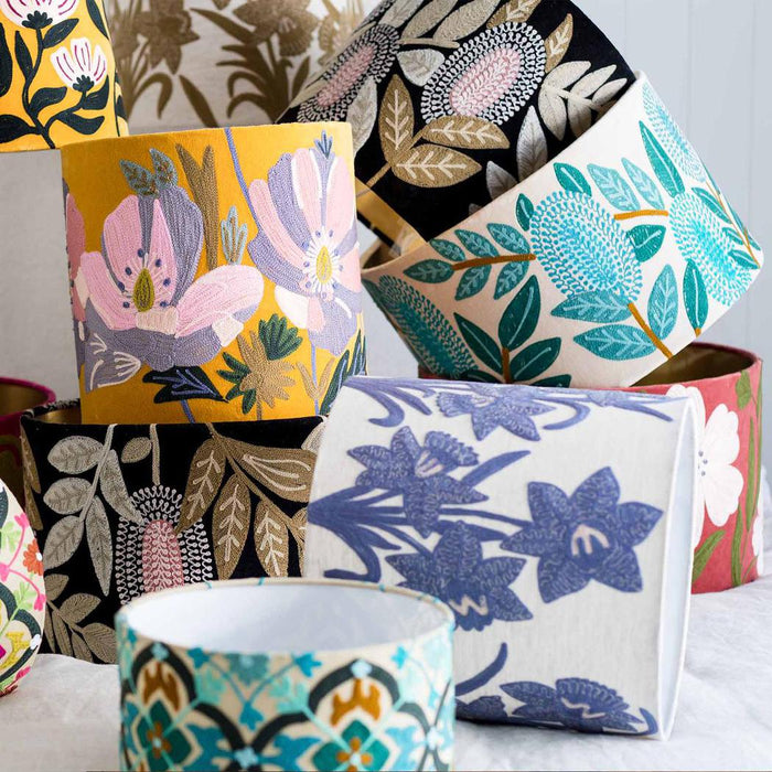 Velvet Drum Shade - Banksia - Turquoise Multi Large