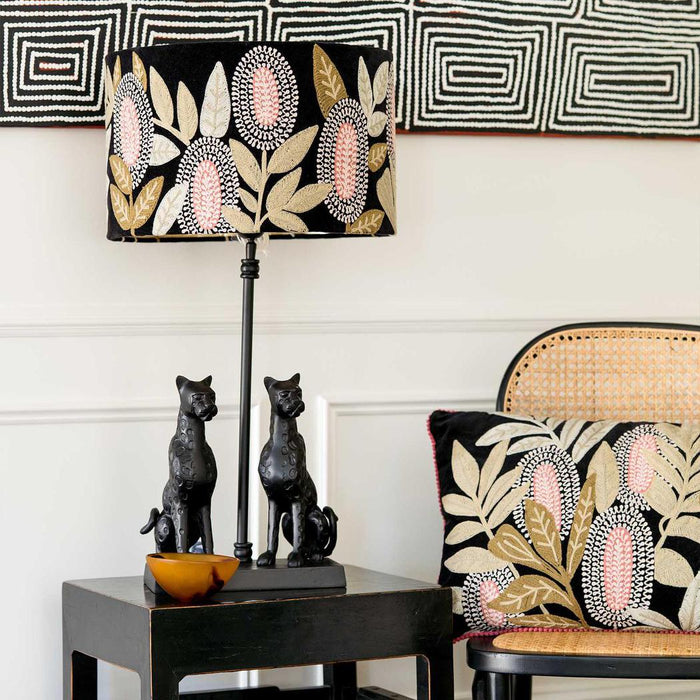 Velvet Drum Shade - Banksia - Black Multi Large