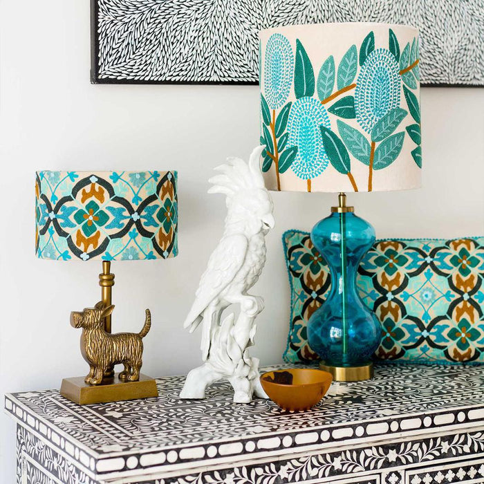 Velvet Drum Shade - Banksia - Turquoise Multi Medium