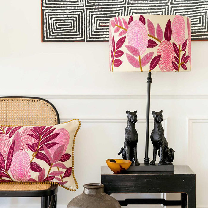 Pink Banksia Drum Shade 40x25cm Cream