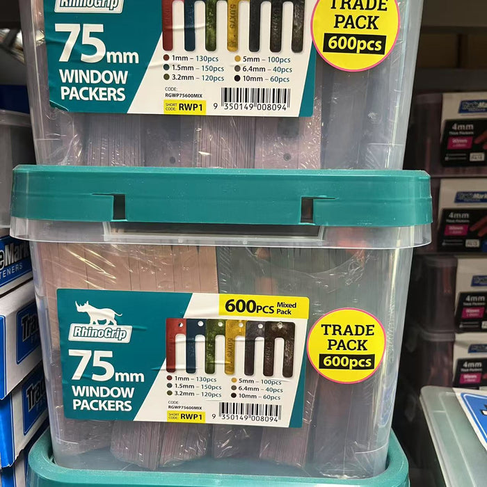 Rhino Packer 75mm Window Packers - Mixed Pack of 600 High-Impact Shims