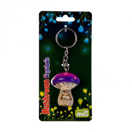 Smiling Purple Mushroom Keychain