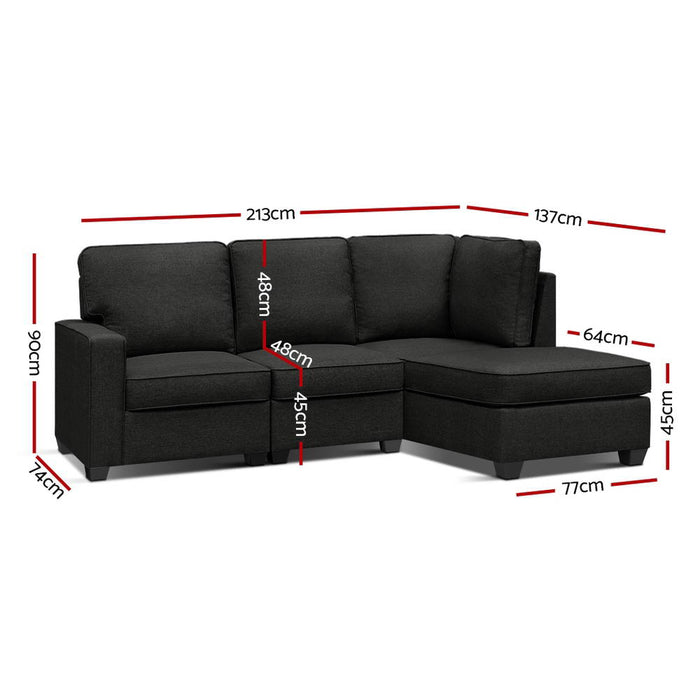 Artiss Modular Sofa Chaise Set 4-seater Dark Grey and 5 Seater Dark Grey