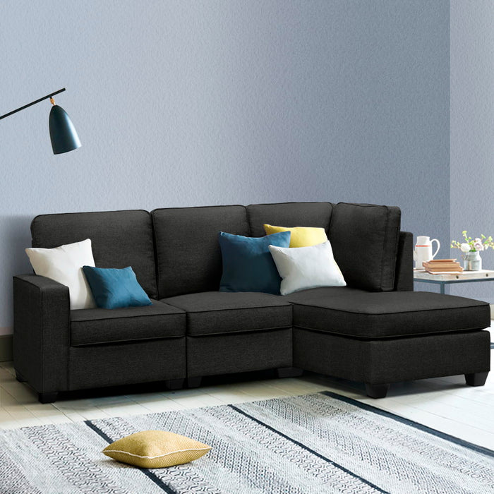 Artiss Modular Sofa Chaise Set 4-seater Dark Grey and 5 Seater Dark Grey