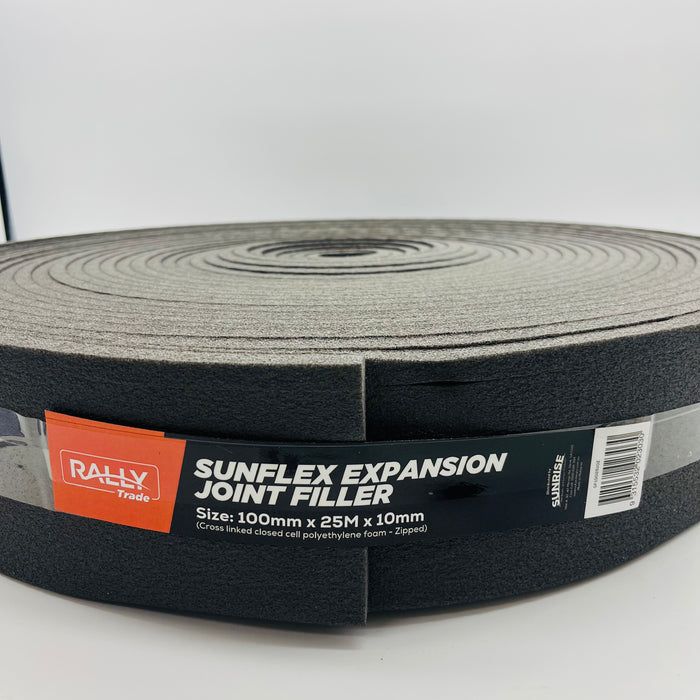 Rally Sunflex - Charcoal Grey Expansion Joint Foam Filler with Adhesive Back (75mm/100mm x 25M)