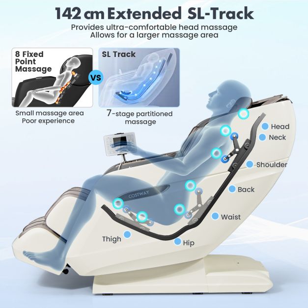 Costway Therapy 36 SL Track 3D Massage Chair Full Body Zero Gravity Massage with Airbags