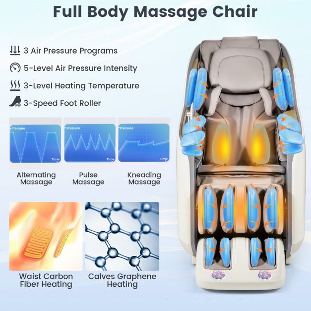 Costway Therapy 36 SL Track 3D Massage Chair Full Body Zero Gravity Massage with Airbags